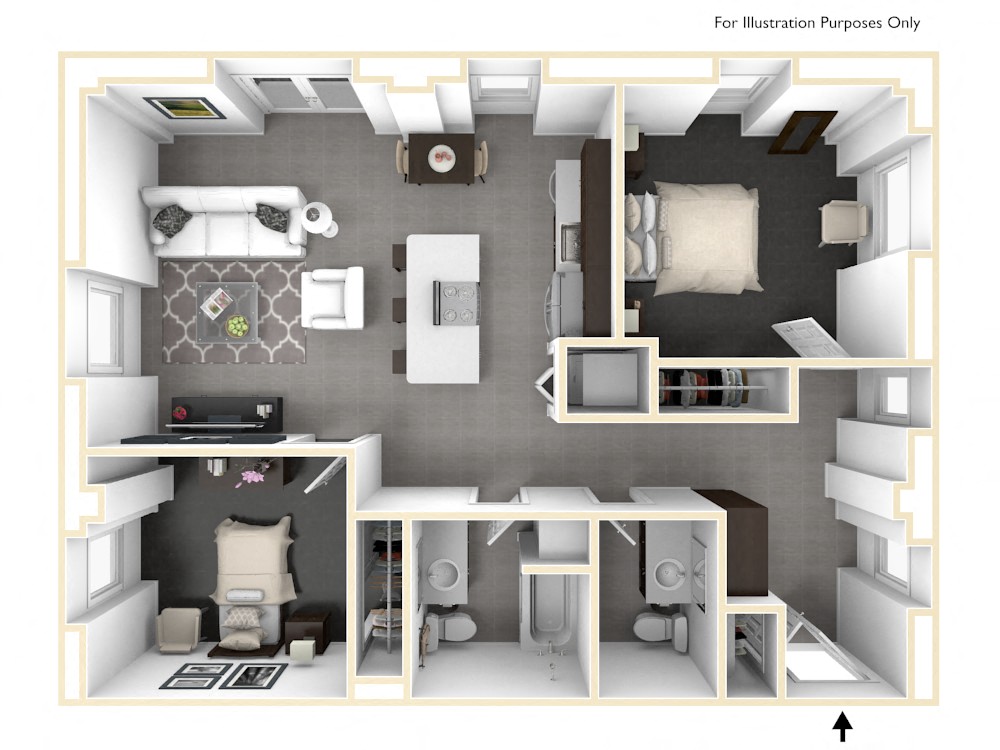 Floor plan for 2 beds, 2 baths, 2117 sqft